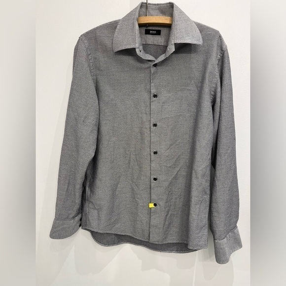 Hugo Boss Long Sleeve Bottom Down Size 41 Black And White - Picture 9 of 9
